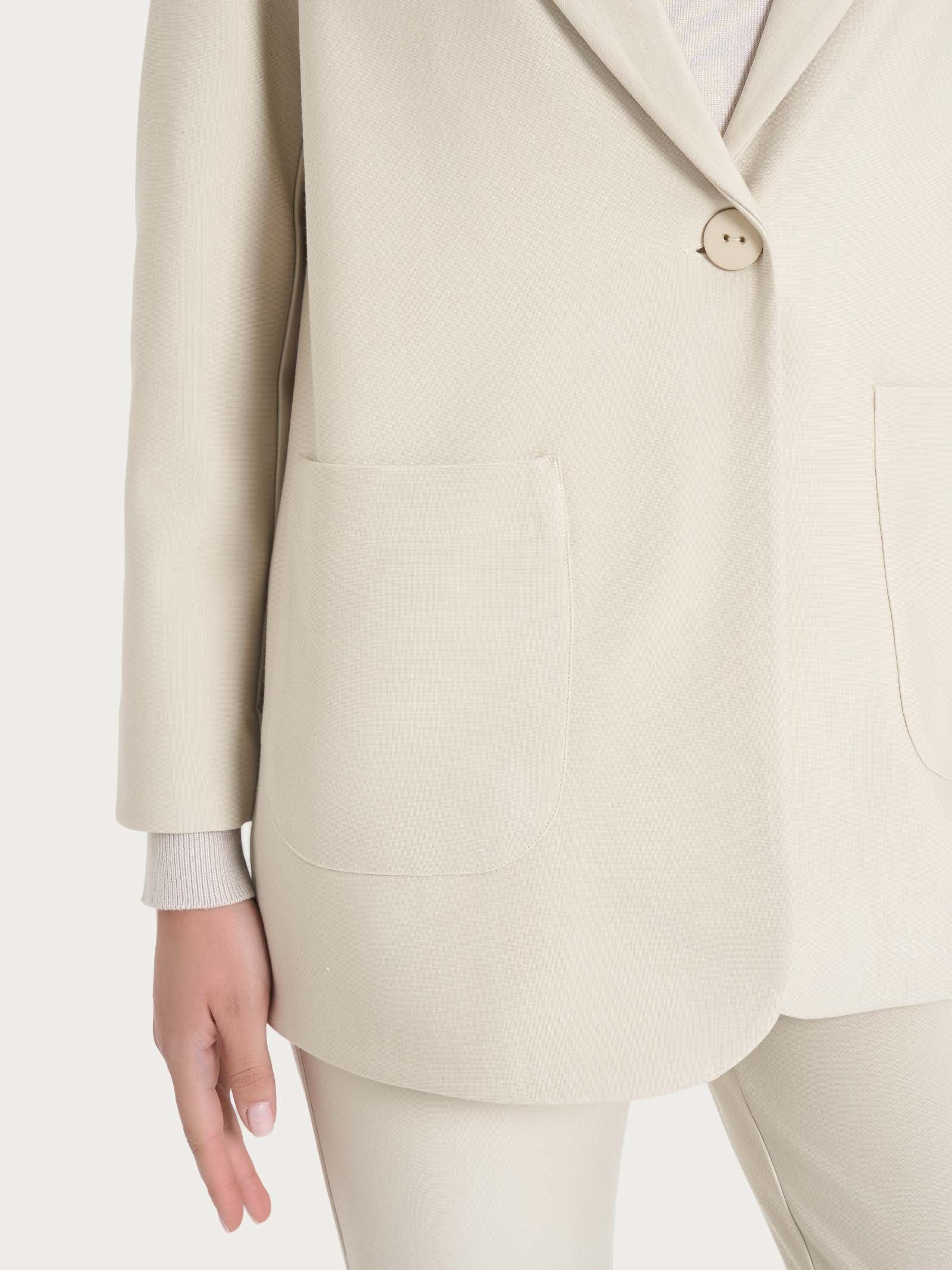 Blazer destrutturato in tessuto Compact - Champignon - Image 3