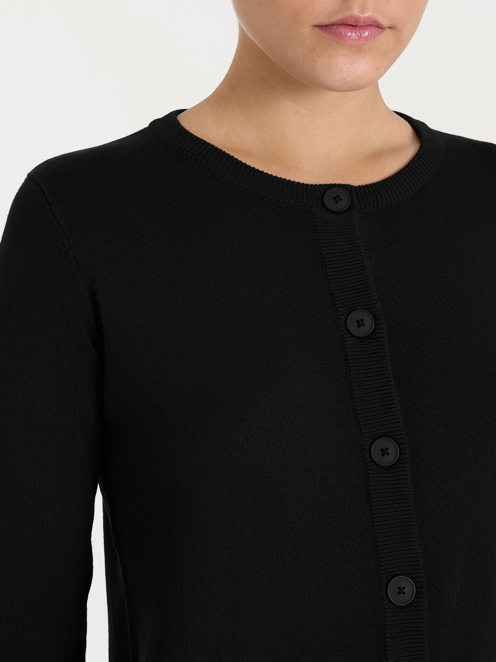 Cardigan con bottoni Four Seasons - Nero - Image 3