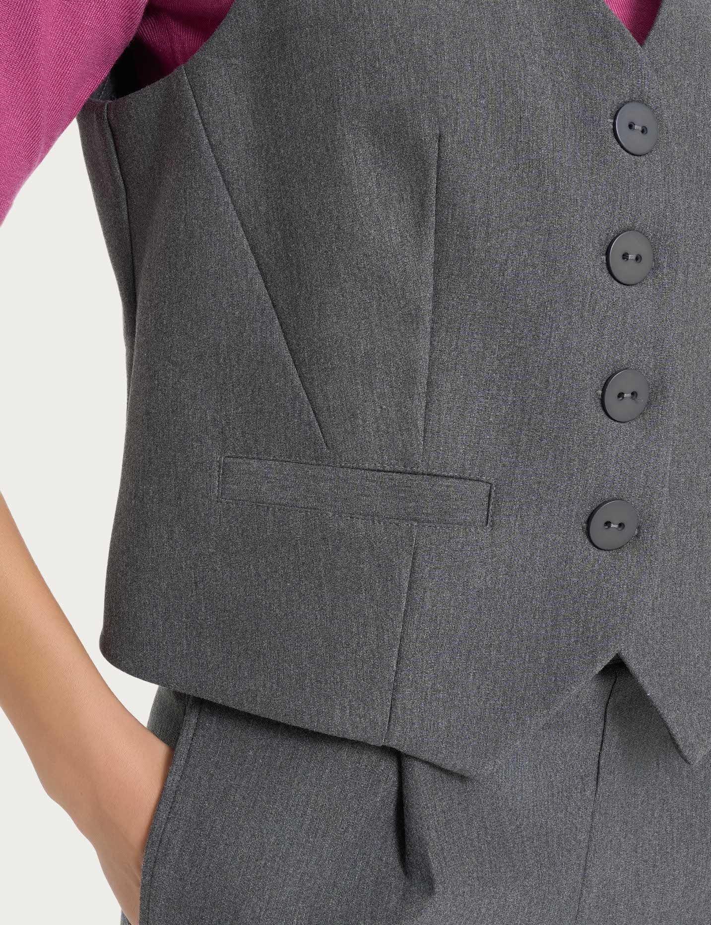 Gilet con quattro bottoni in Compact  - Ardesia Mel. - Image 3