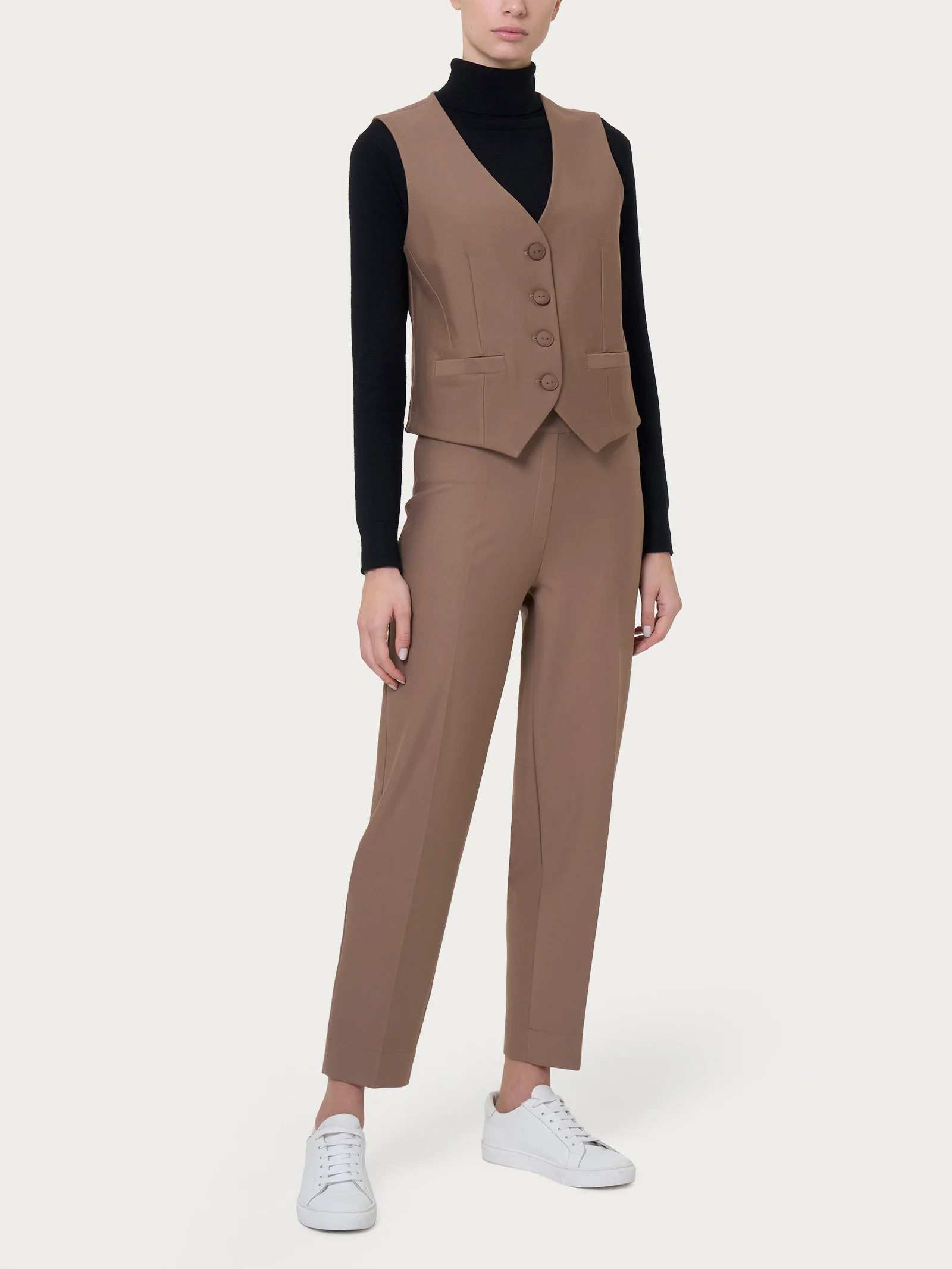 Gilet con quattro bottoni in Compact  - Ardesia Mel. - Image 4