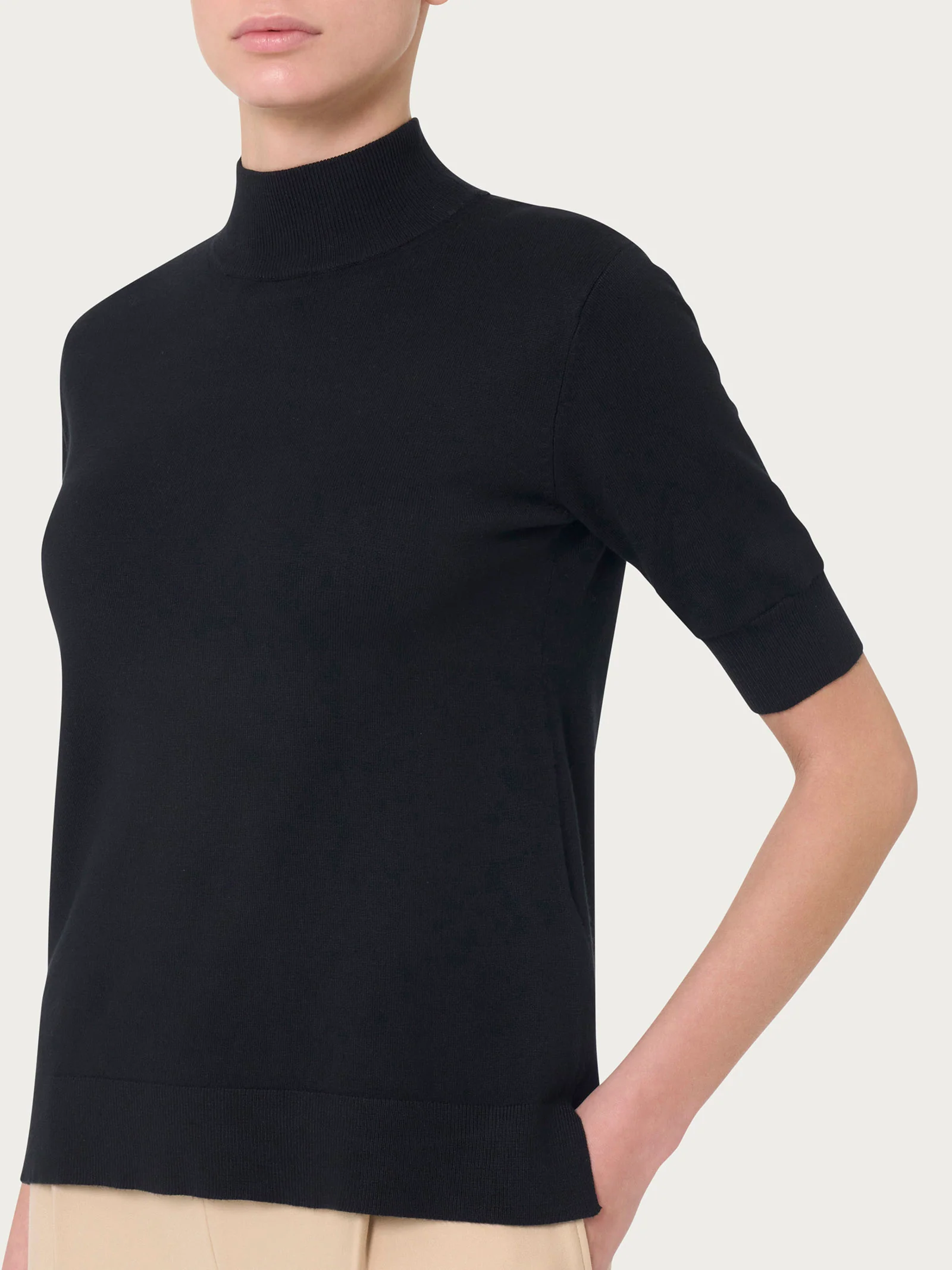 Lupetto con manica corta Four Seasons - Nero - Image 3