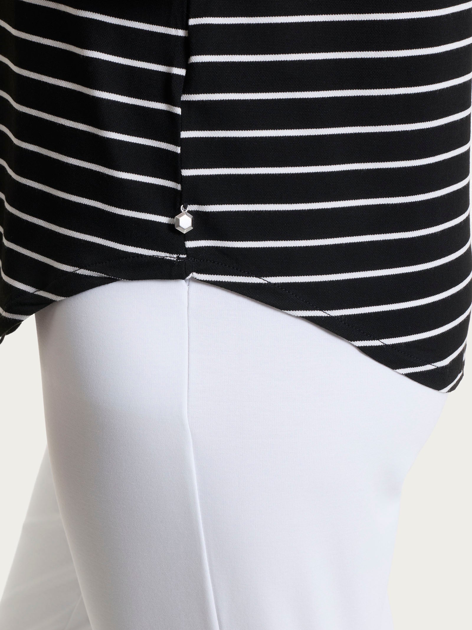 Maglietta a righe con collo a barchetta in Summer Light Piquet - Fant.Nero - Image 3