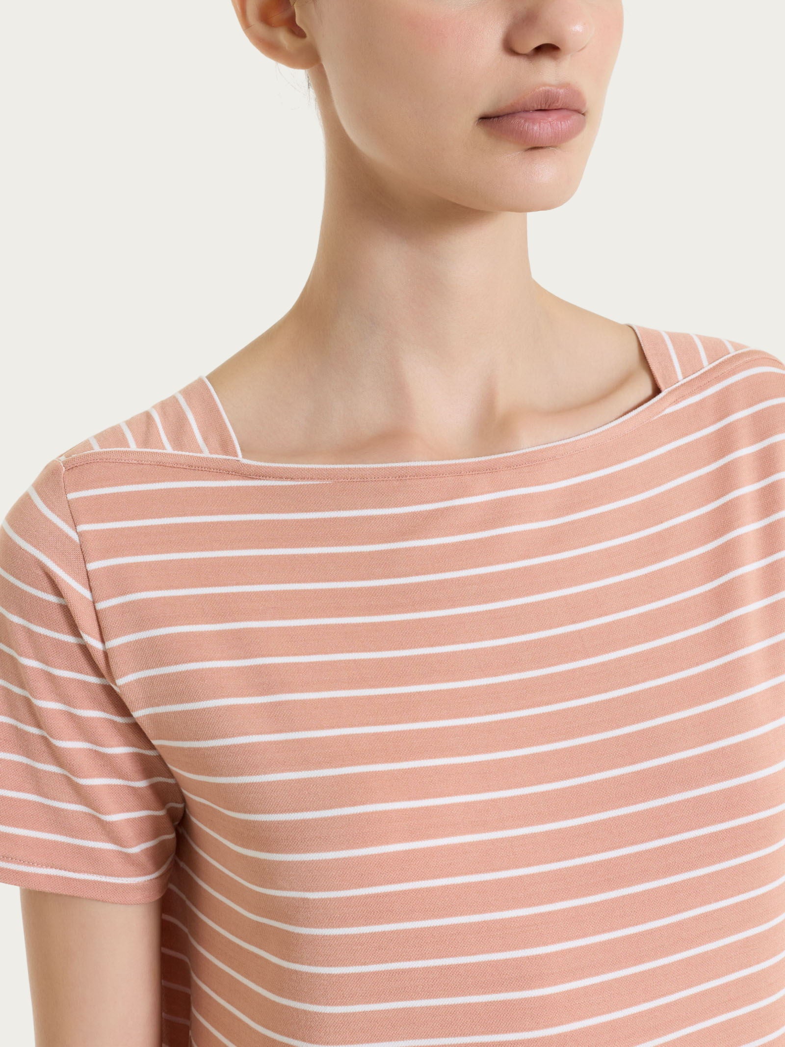 Maglietta a righe con collo a barchetta in Summer Light Piquet - Fant. Cork - Image 4