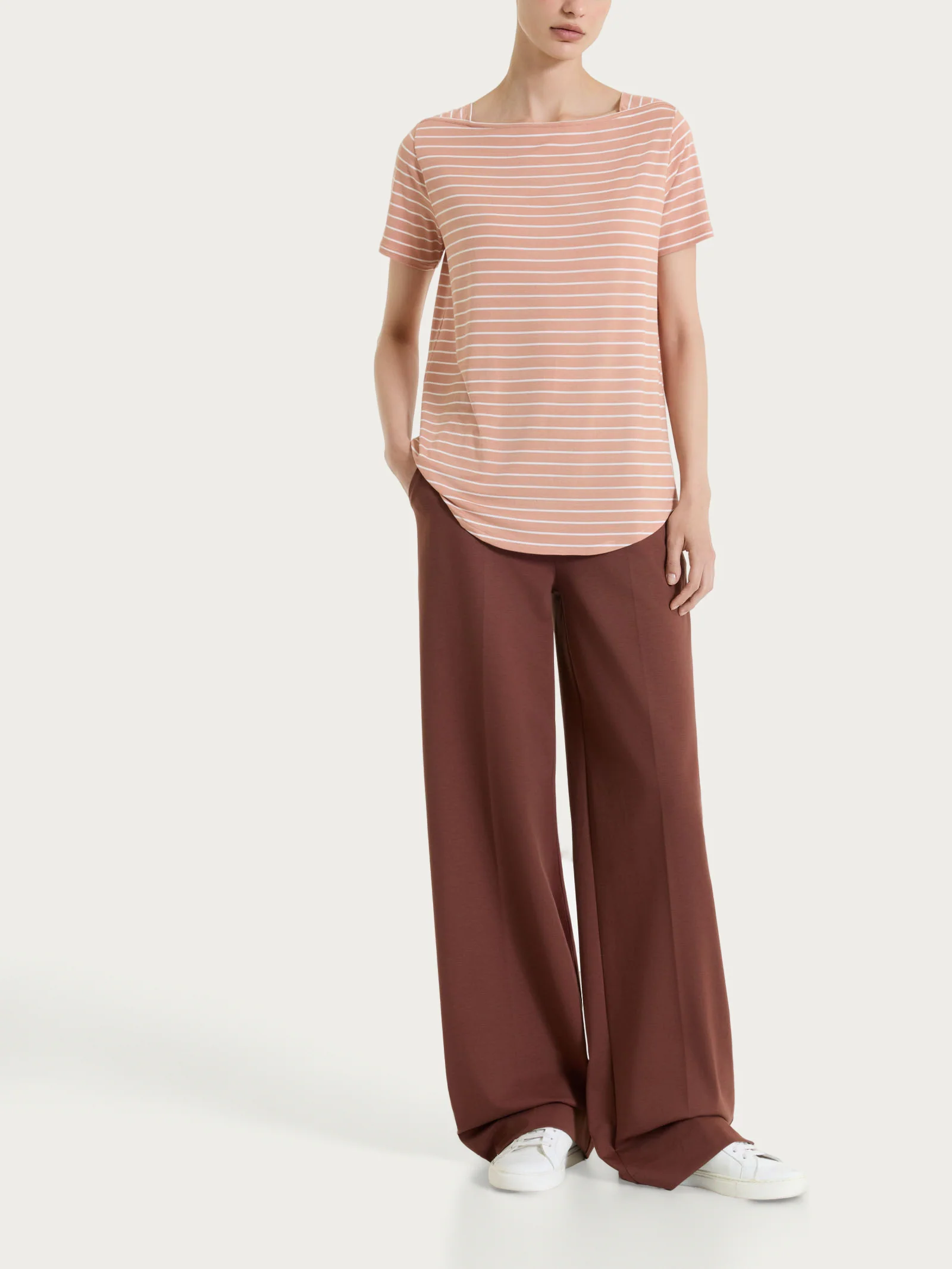 Maglietta a righe con collo a barchetta in Summer Light Piquet - Fant. Cork - Image 5