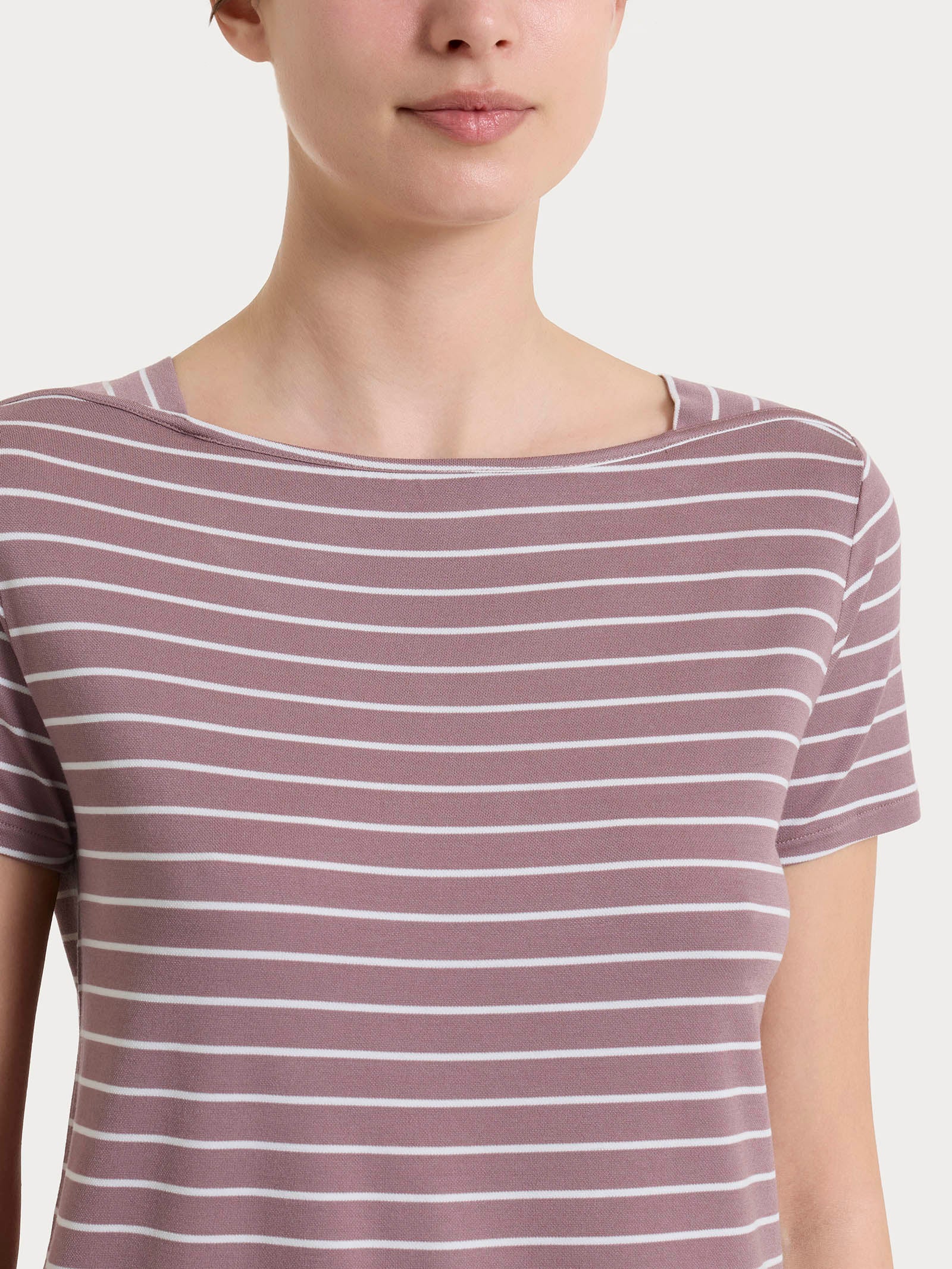 Maglietta a righe con collo a barchetta in Summer Light Piquet - Fant. Twilight Mauve - Image 4