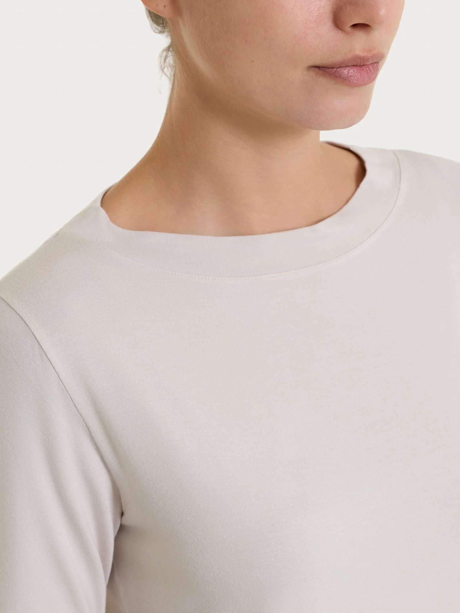 Maglietta con collo a barchetta in Eco Viscosa - Champignon - Image 3