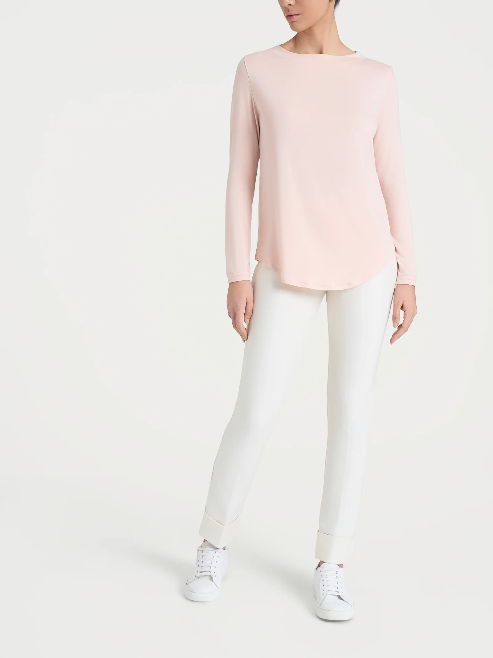 Maglietta con collo a barchetta in Eco Viscosa - Cameo Rose - Image 4