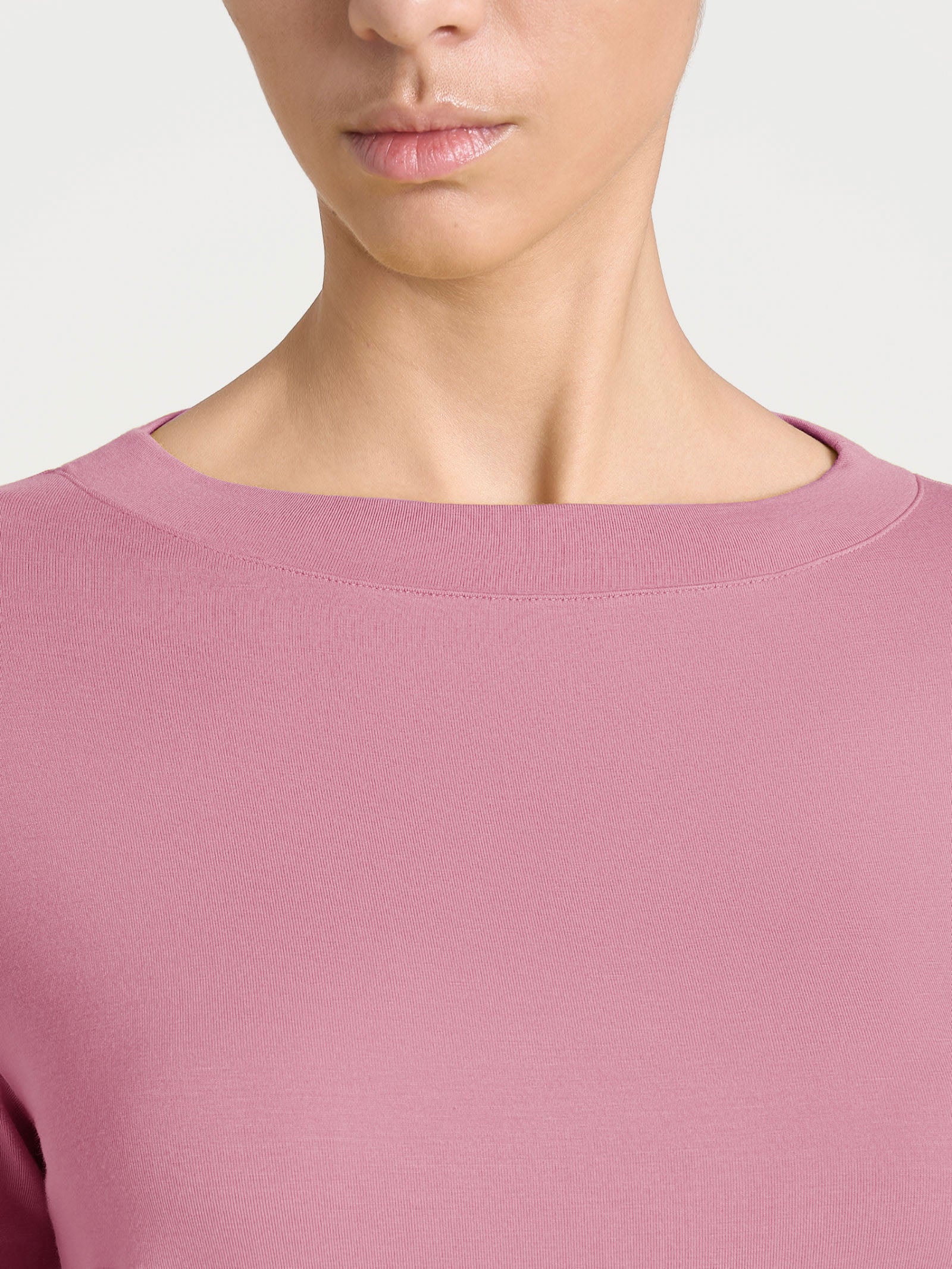 Maglietta con collo a barchetta in Eco Viscosa - Lilas - Image 3