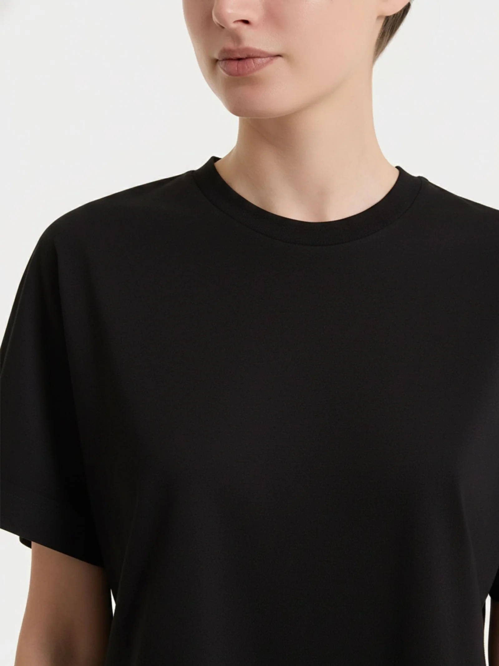 Maglietta con manica over in Slub Jersey - Nero - Image 3