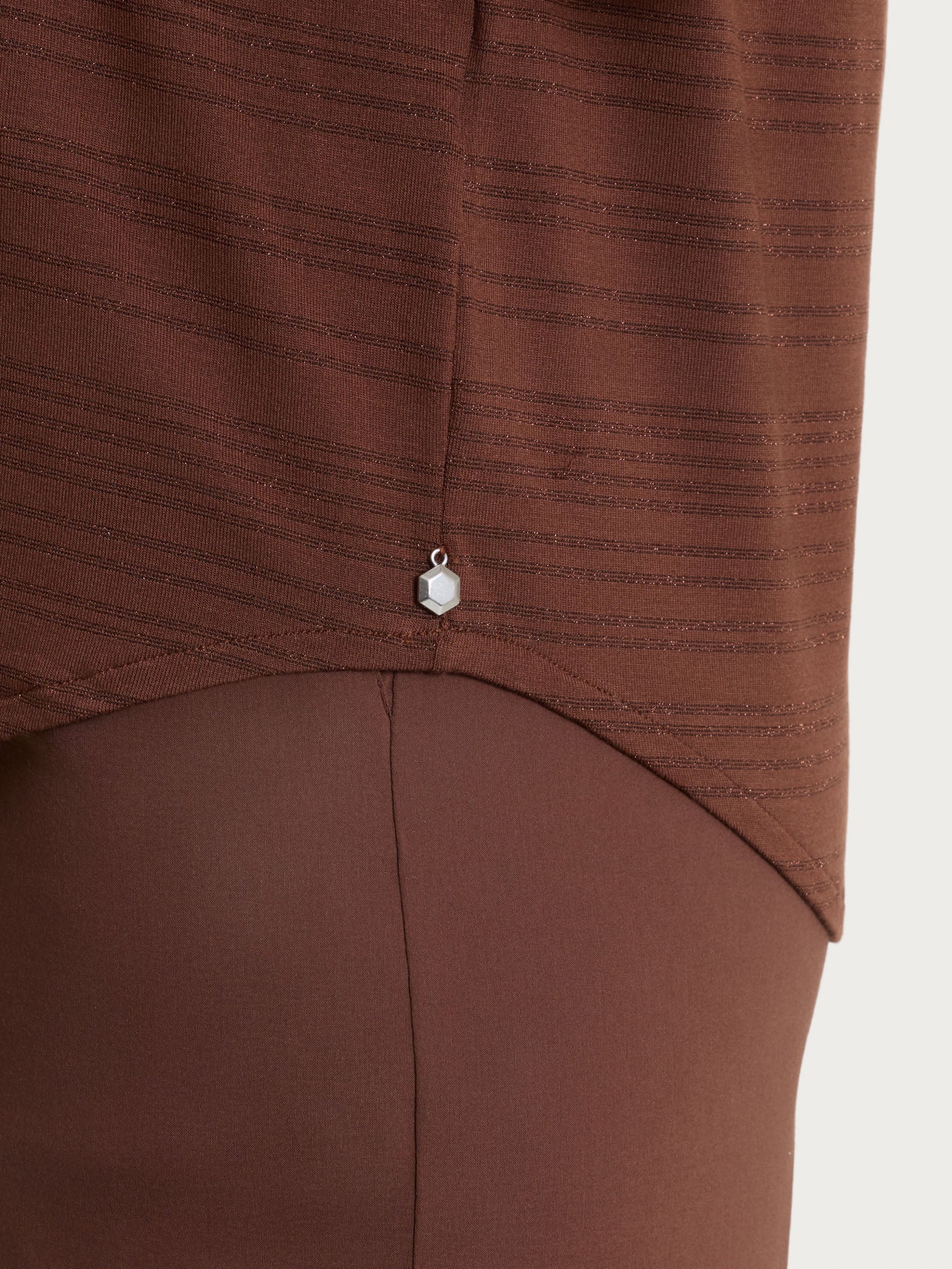 Maglietta con righe orizzontali alternate in Viscosa Summer e Lurex - Fant.Cappuccino - Image 3