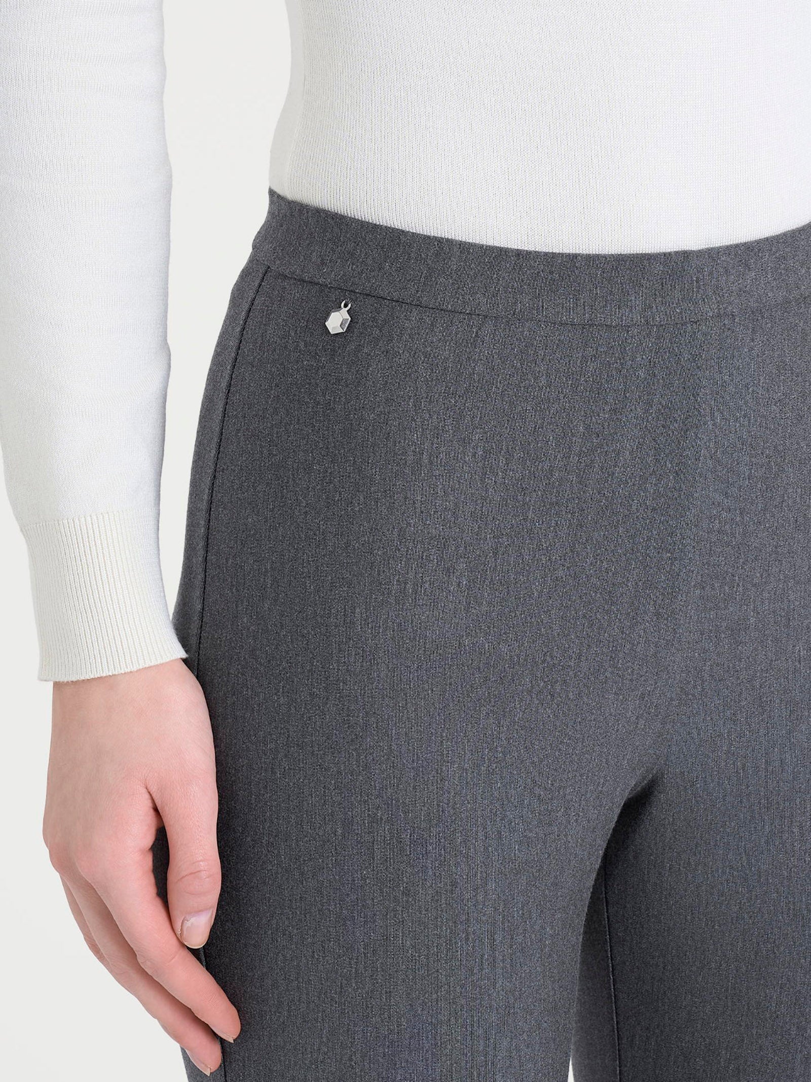 Pantalone a sigaretta modellante in Compact - Ardesia Mel. - Image 3