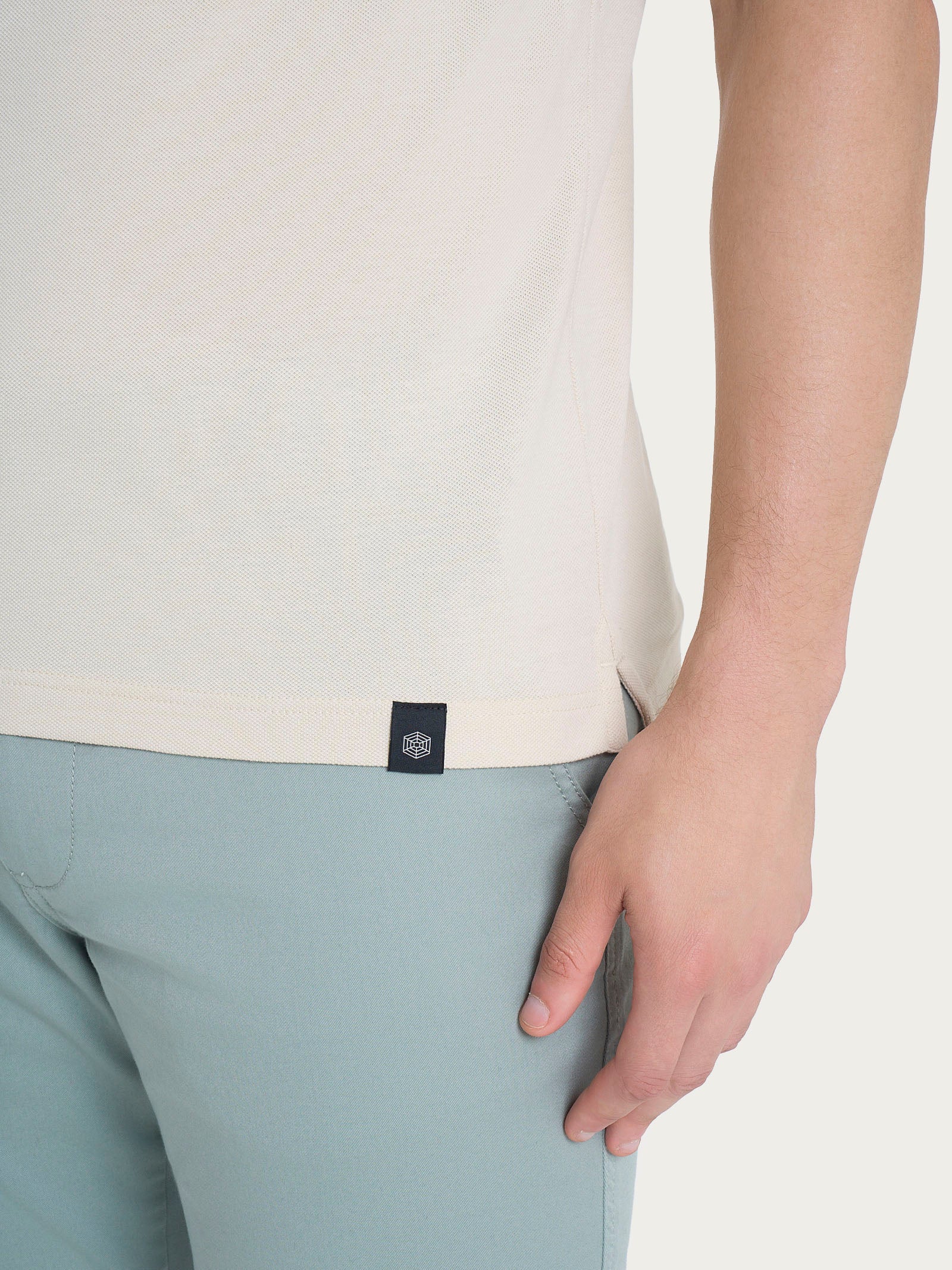 Polo in Eco Cotton Piquet Stretch - Champignon - Image 3