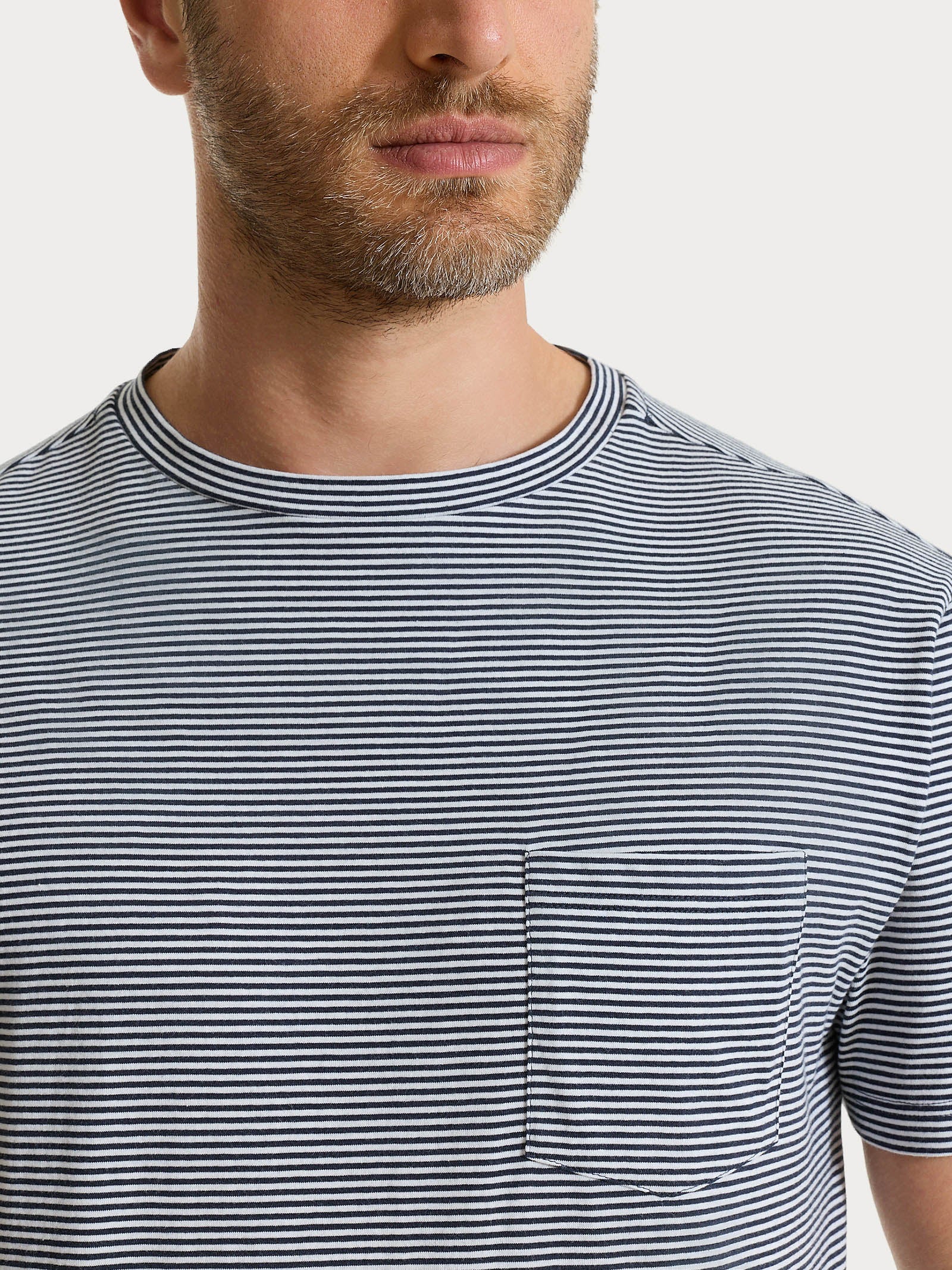 T-shirt a micro righe in Jersey di Cotone Heavy Duty - Fant. Outer Space Righe - Image 4